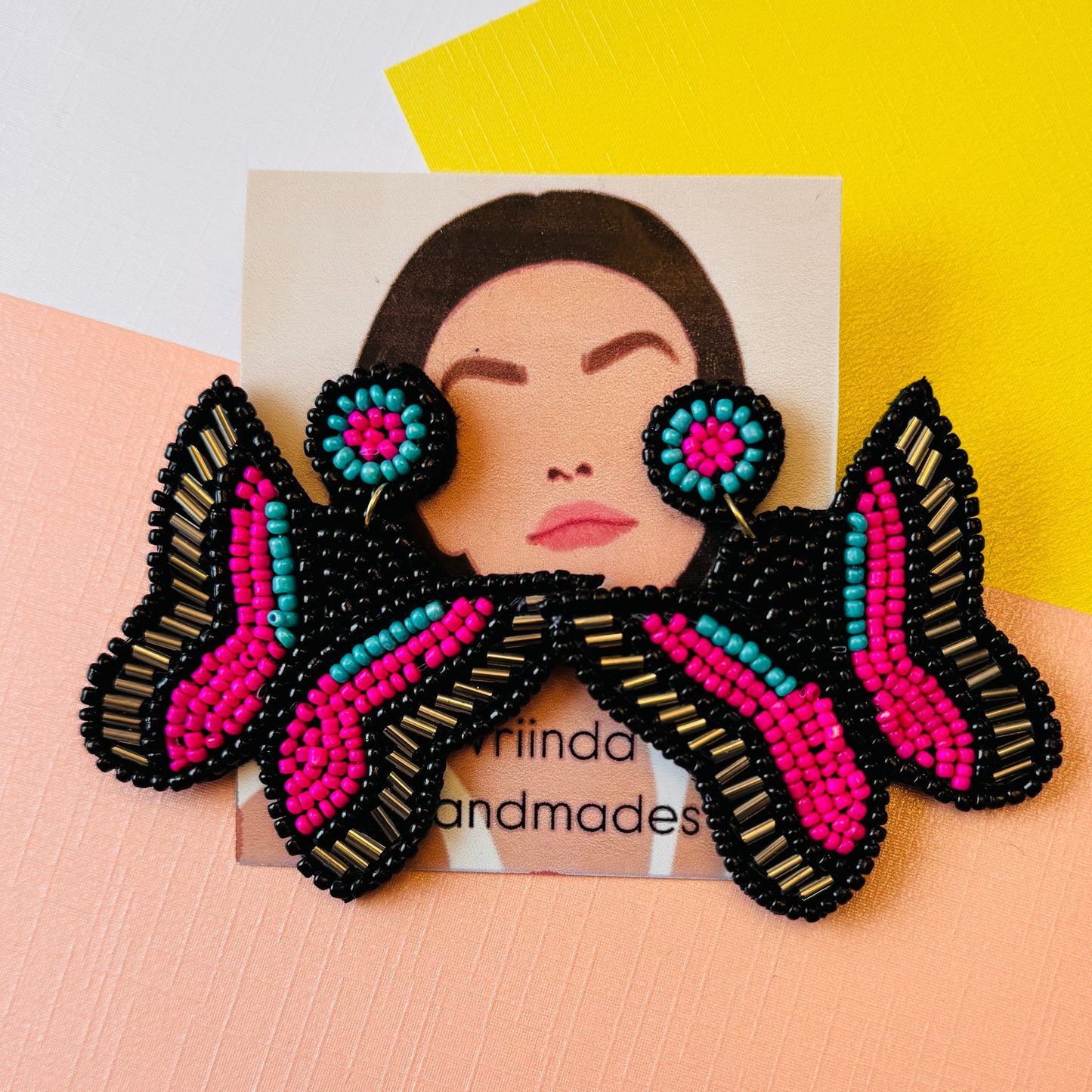Beaded Butterfly Statement Earrings