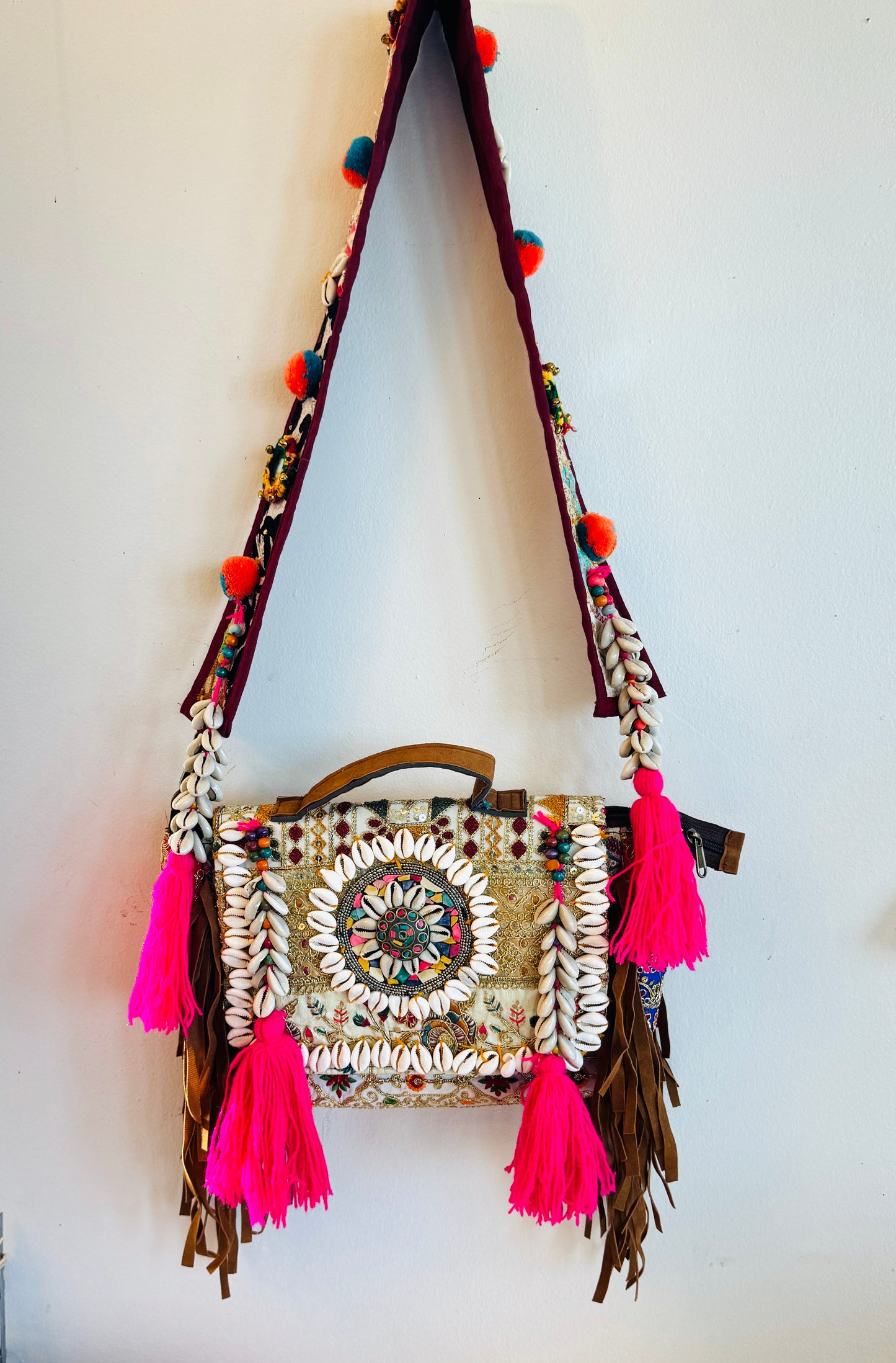 Boho Festival Shell & Tassel Bag