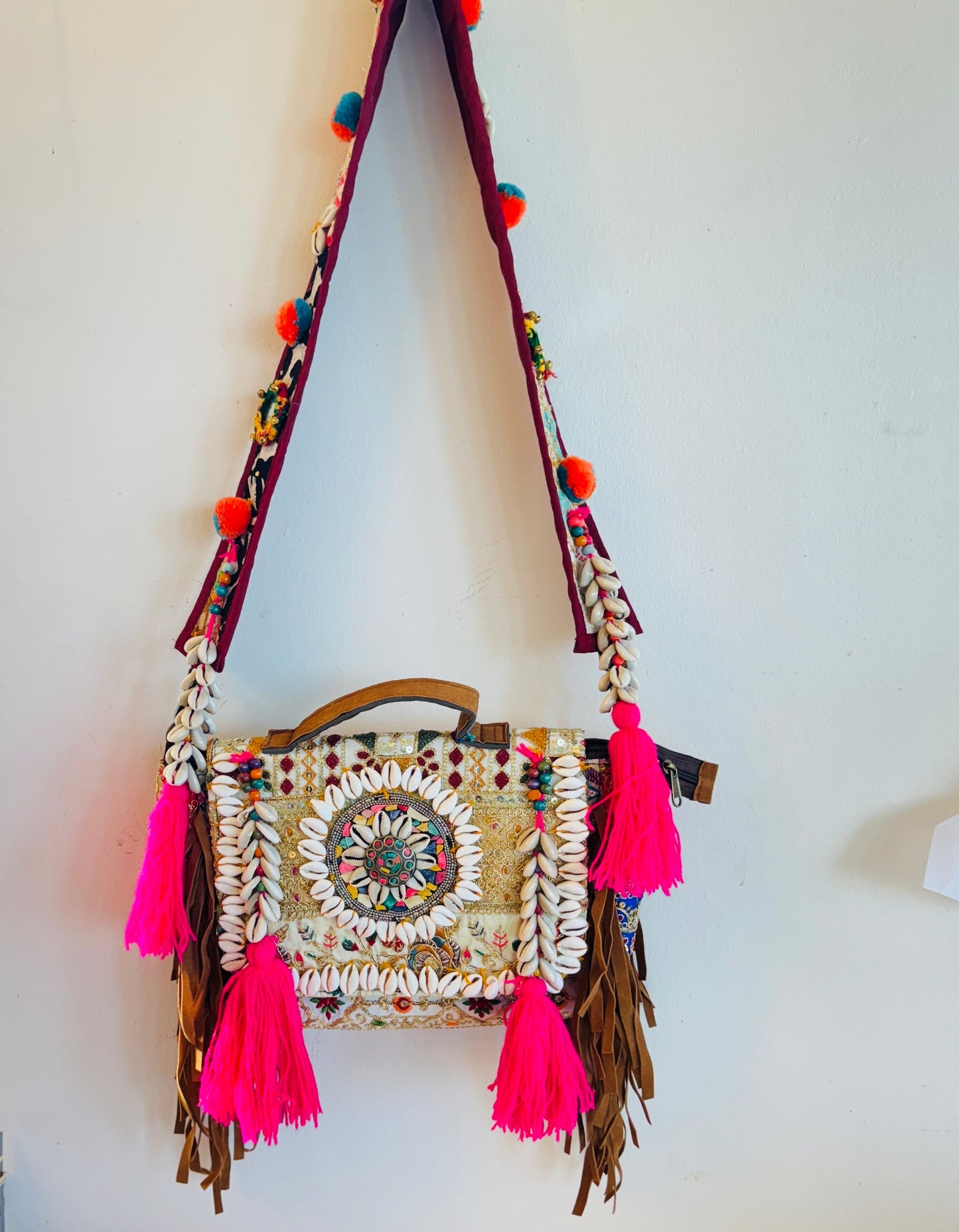 Boho Festival Shell & Tassel Bag