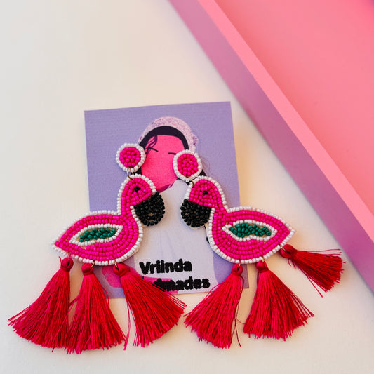 Flamingo Tassel Earrings