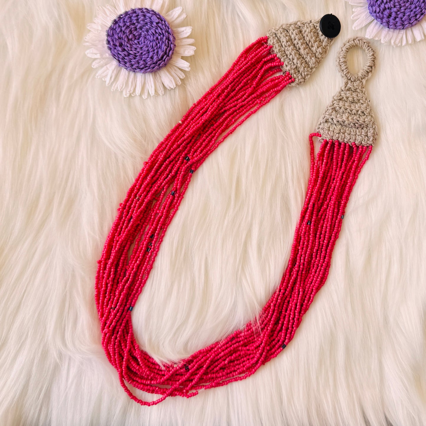 Beaded & Crochet Statement Necklace