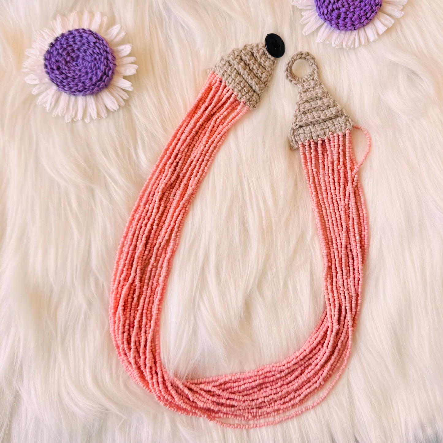 Beaded & Crochet Statement Necklace