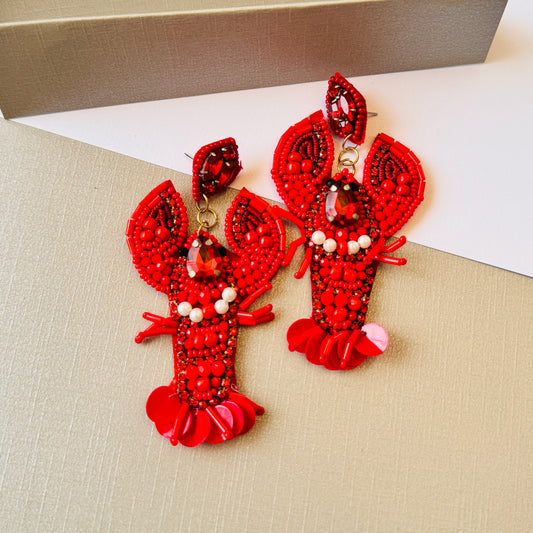 Red Lobster Statement Earrings