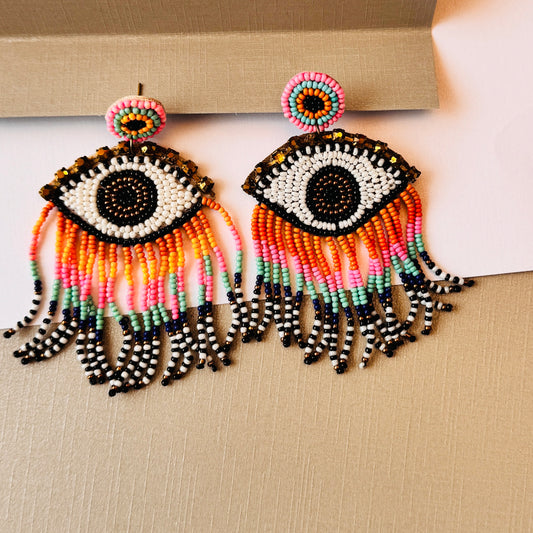 Multi evil eye earrings