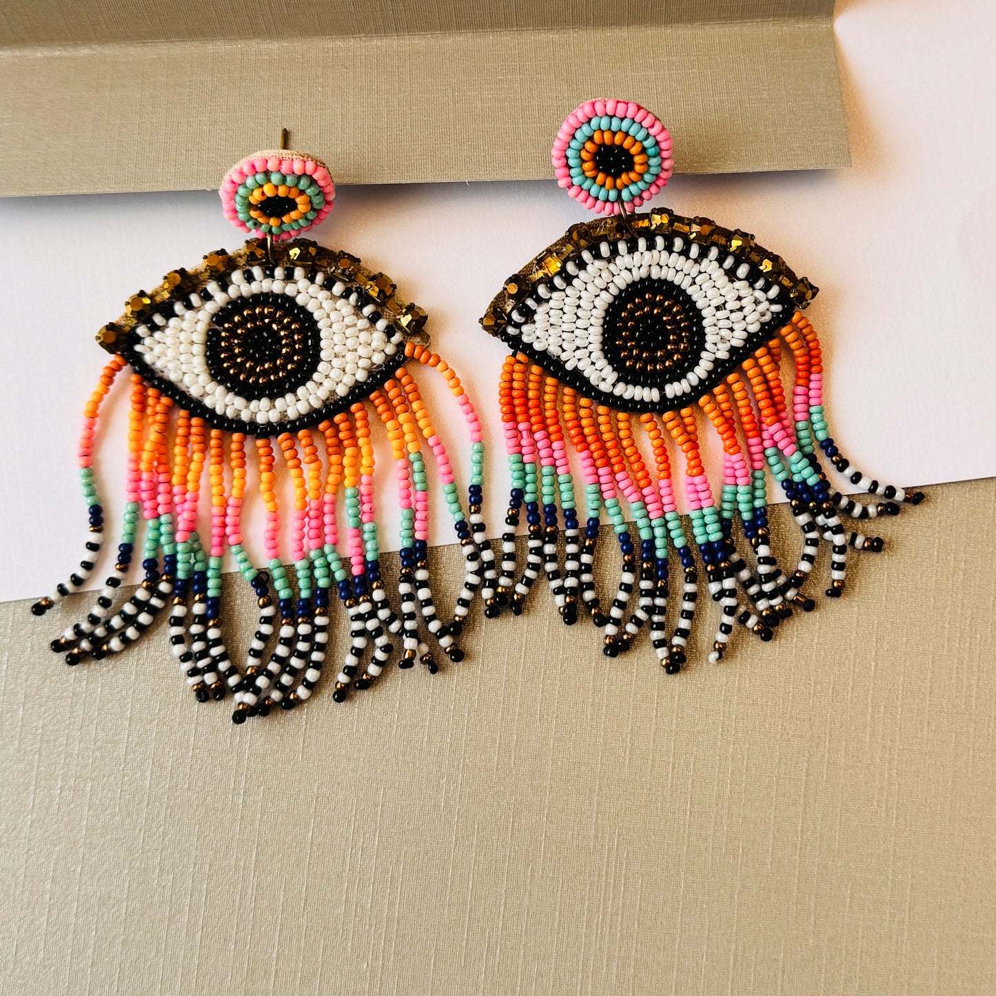 Multi evil eye earrings