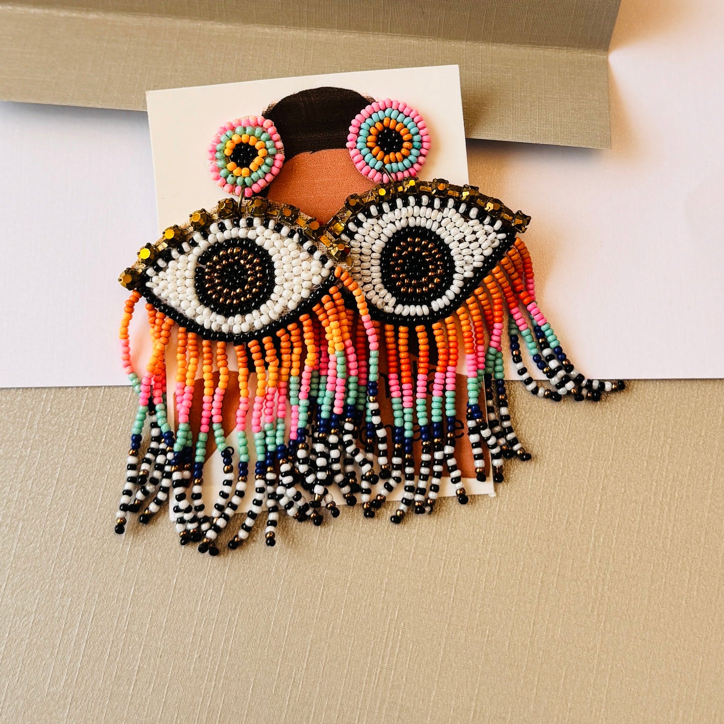 Multi evil eye earrings