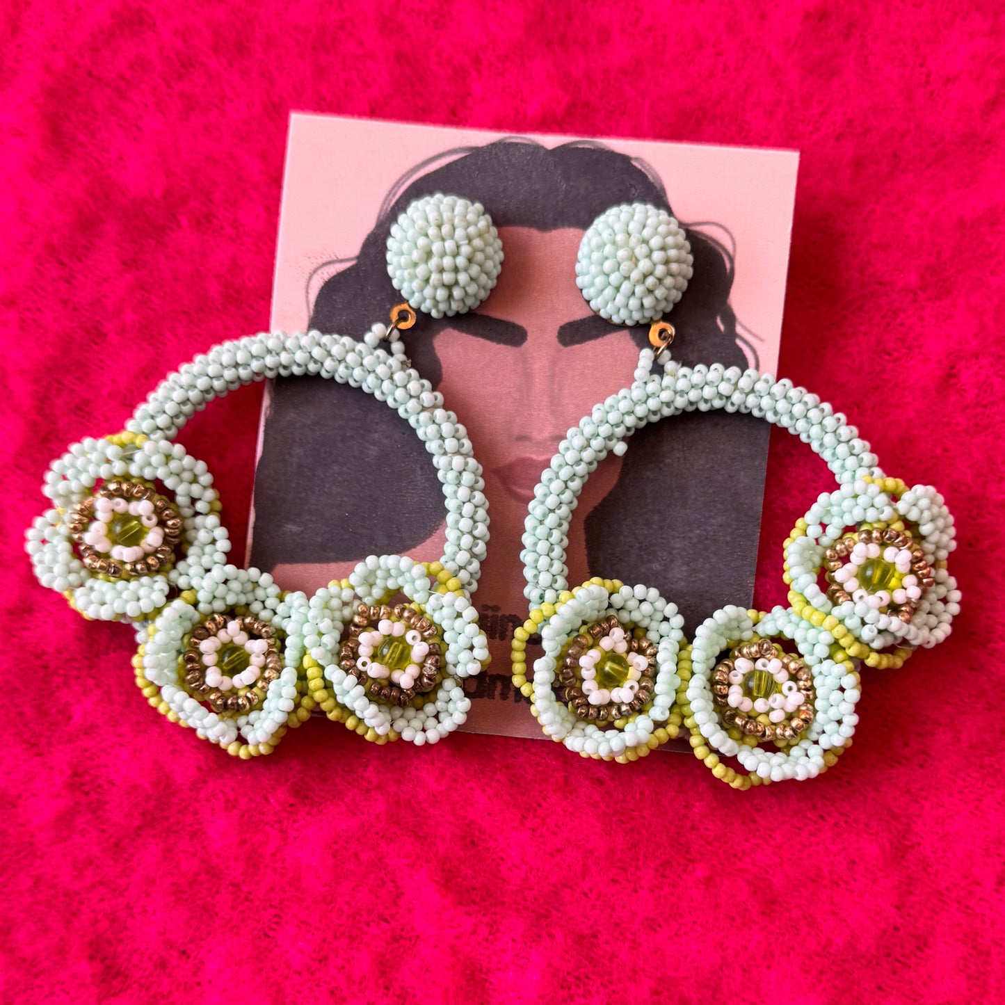 Round flower statement earrings