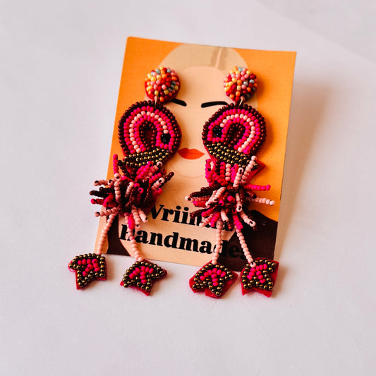 Rosette Fringe Bead Earrings