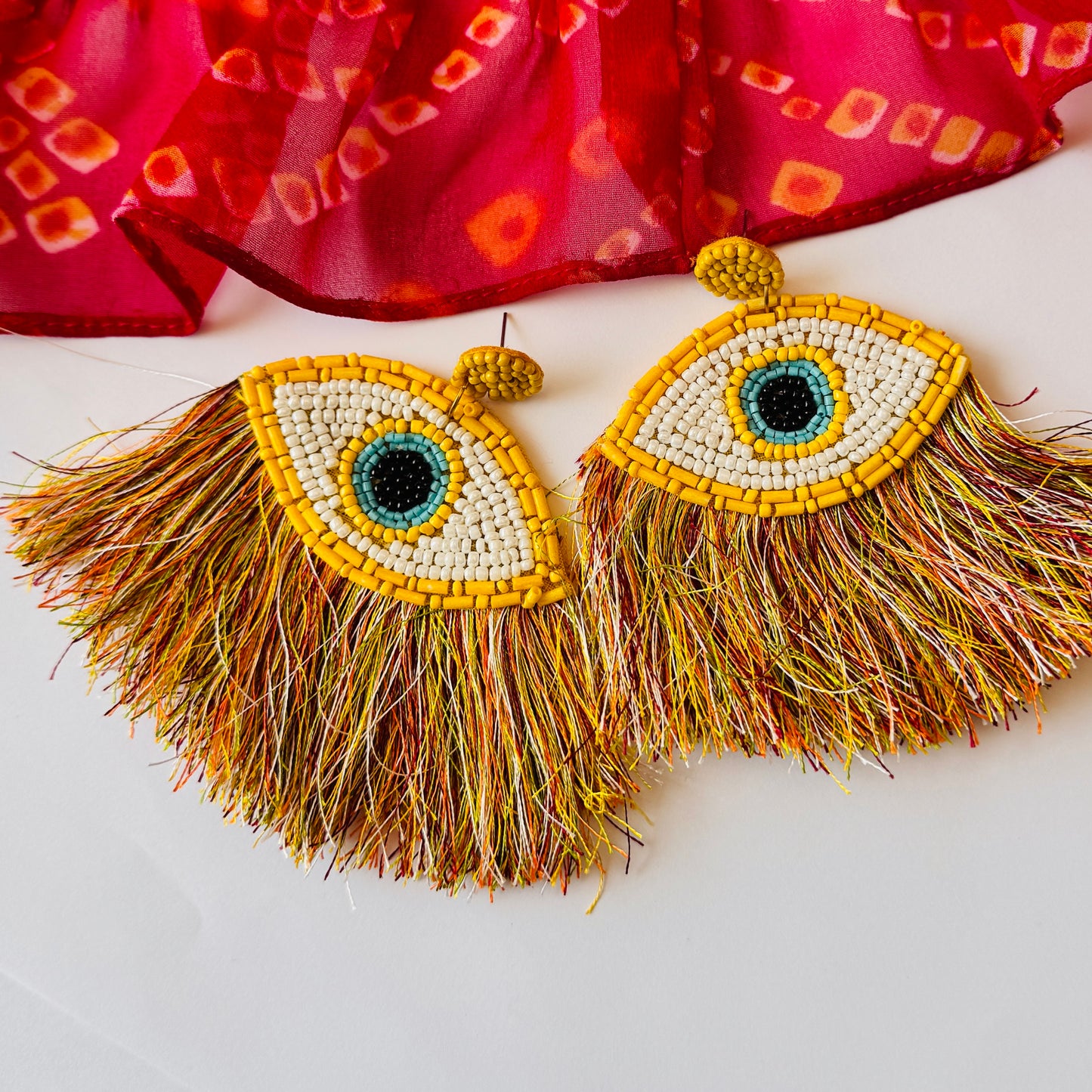 Yellow Evil Eye Earrings