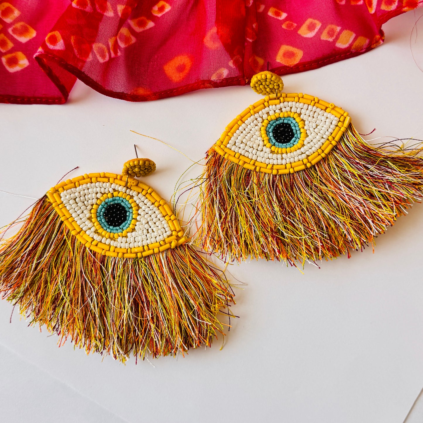 Yellow Evil Eye Earrings