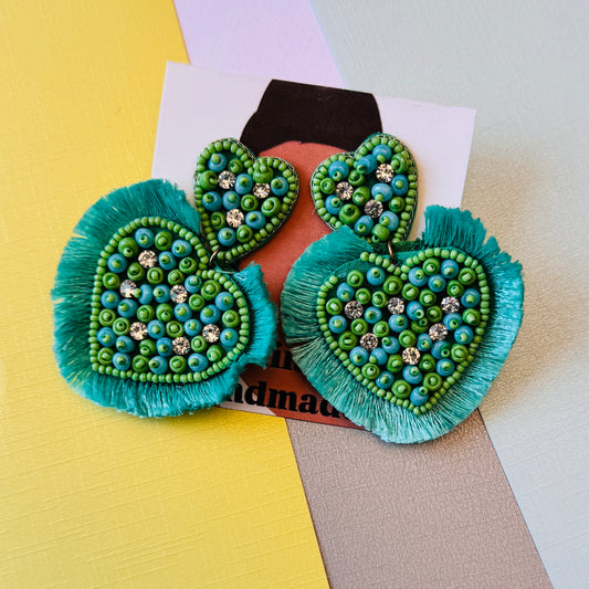 Mint Green Heart Earrings