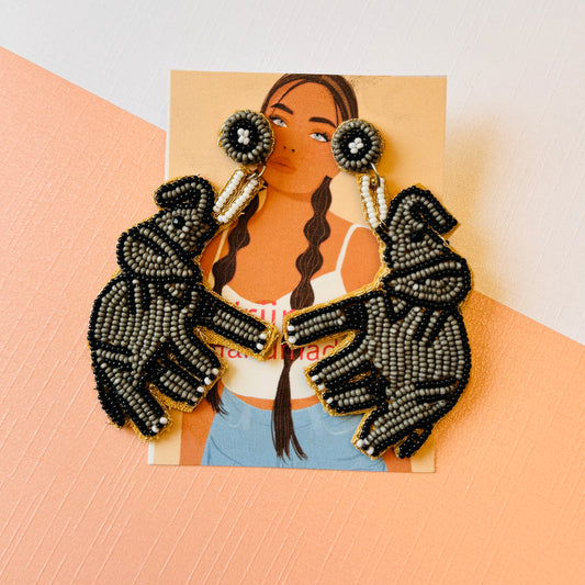 Elegant Elephant Beaded Earrings