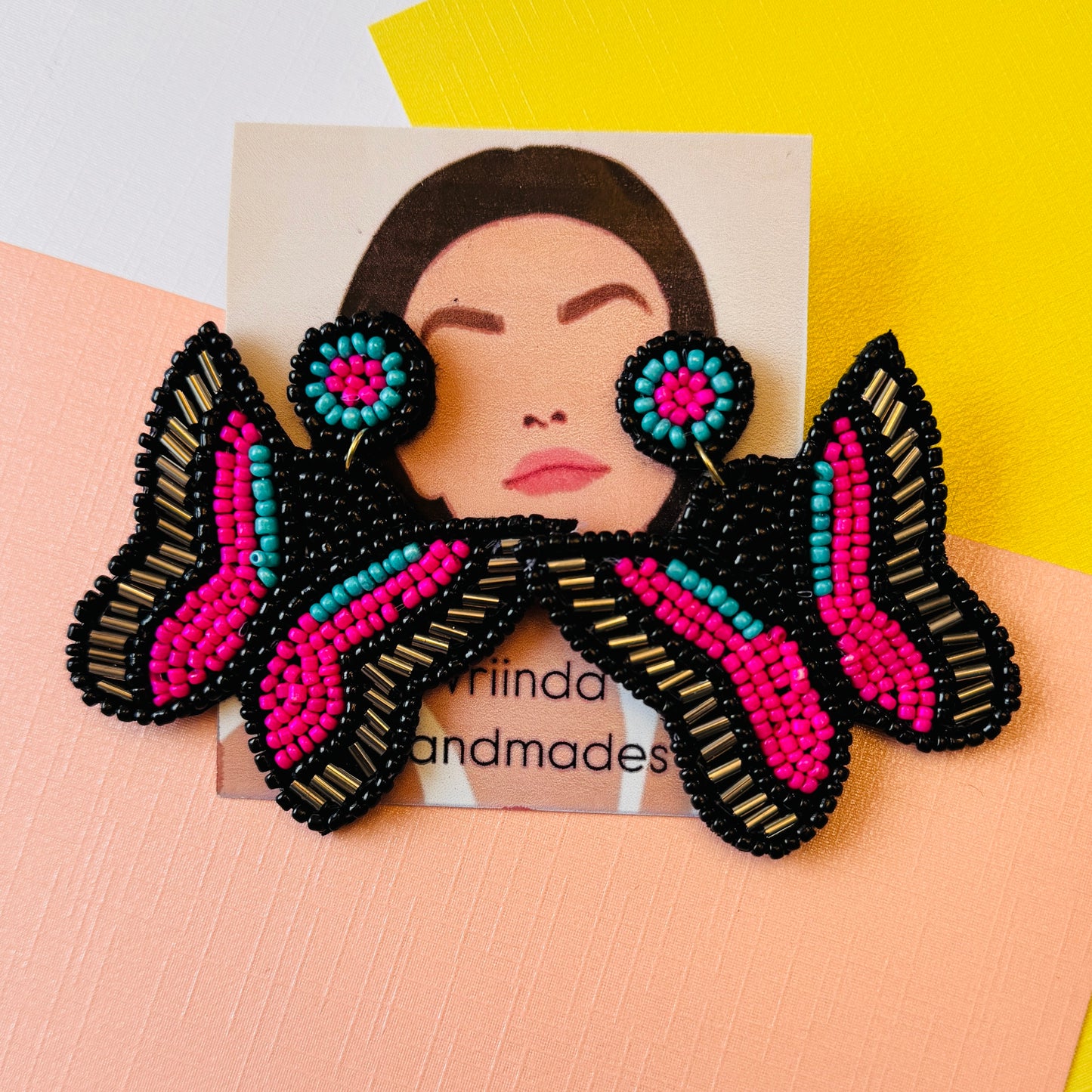 Beaded Butterfly Statement Earrings