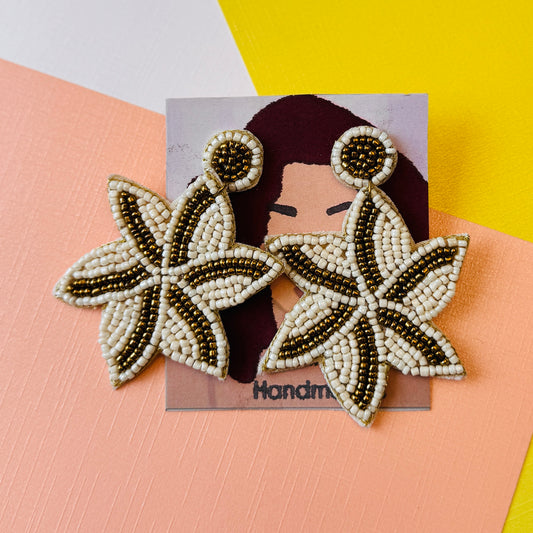 Golden Bloom Beaded Earrings