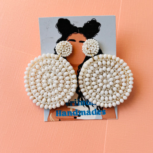 Elegant White Round Earrings