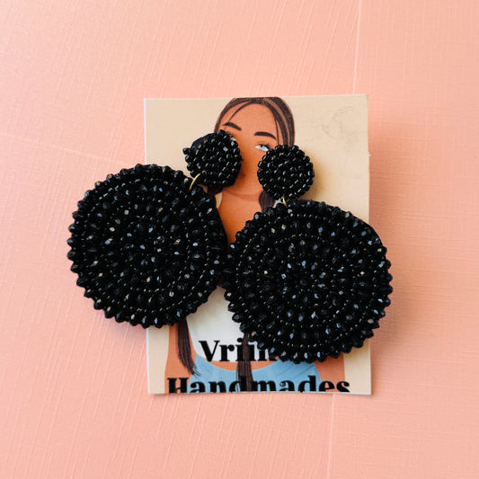 Black Beaded Earrings