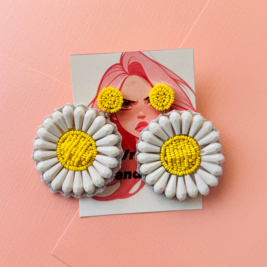 Daisy Bloom Beaded Earrings
