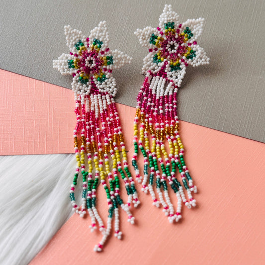 Floral Cascade Beaded Earrings