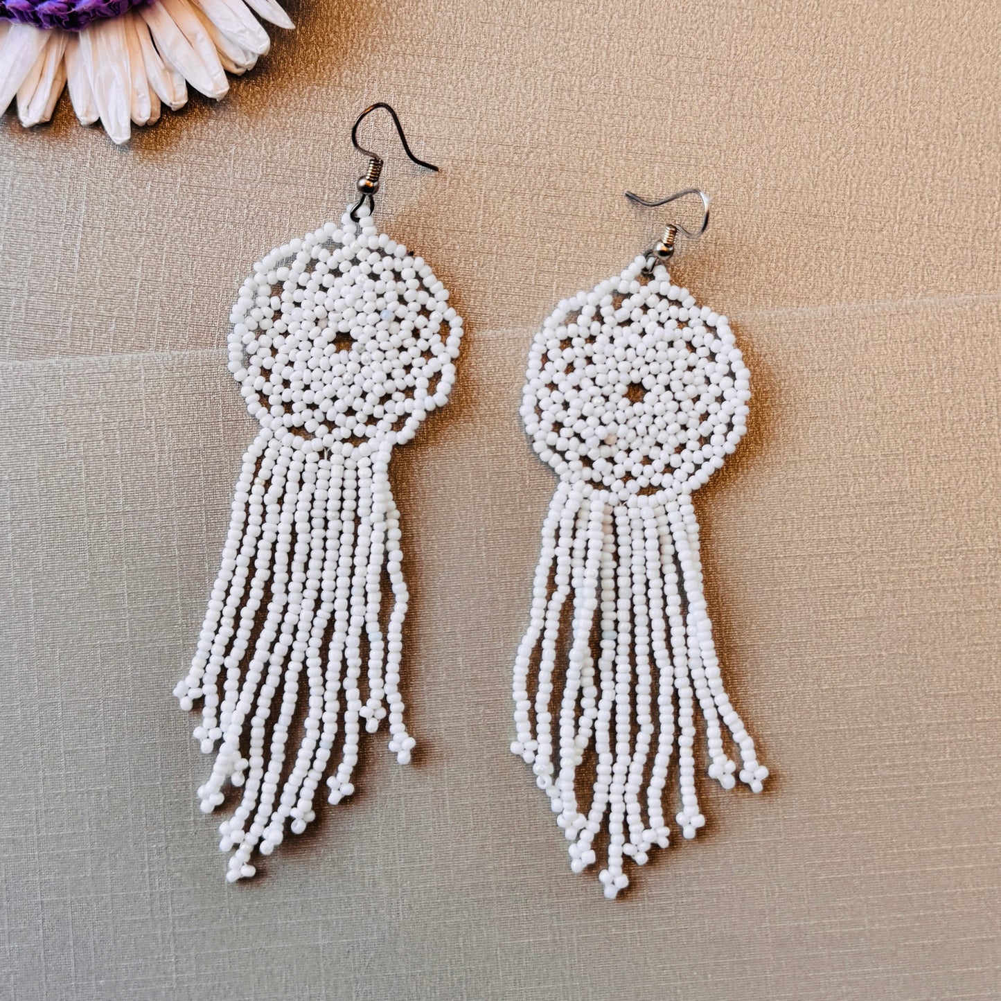 Snowfall Dreamcatcher fringe Earrings